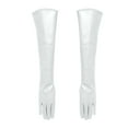 thumbnail image 2 of FUNUONY Long Leather Gloves Women Faux Pu Stretch Opera Party Gloves Long Leather Gloves for Women 50Cm Over Imitation Leather Pu Flat Fashion Arm Cover White L, 2 of 5