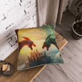 thumbnail image 5 of KLL Castle Red Green Sky Dragon Decorative Throw Pillow Covers Velvet Soft for Couch Sofa Bedroom Living Room Outdoor (No pillow core)- 16"x16", 5 of 5