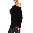 thumbnail image 3 of Vestido Holgado Transparente con Mangas Murciélago, Hombros Descubiertos, Larga, Minivestido con Volantes, Informal, Extragrande, para Calle. Negro L, 3 of 9