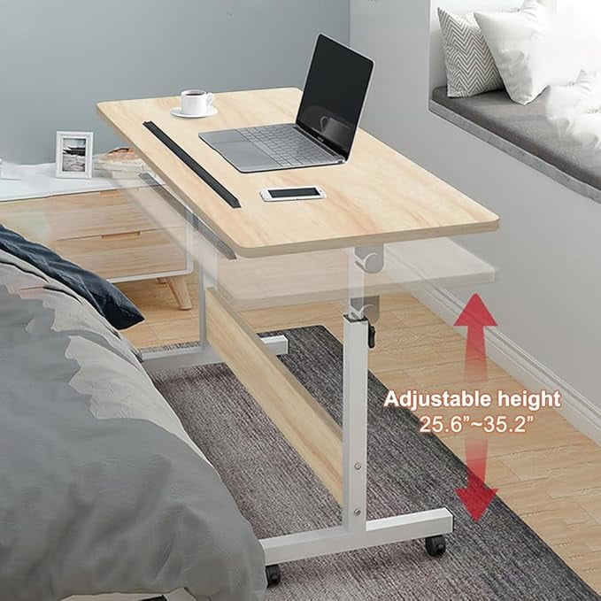 Rolling Desk Adjustable Height,Rolling Computer Cart,Portable Laptop Desk,Small Adjustable Home Office Desk,Rolling Laptop Desk,Small Portable Desk