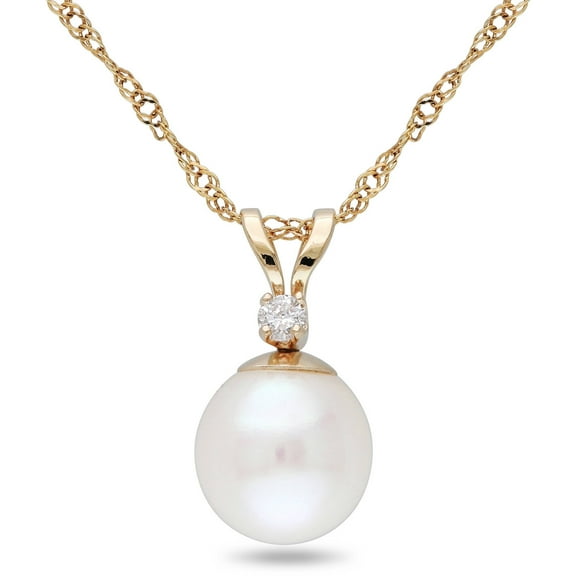 Everly Women's Cultured Pearl and Diamond 14k Yellow Gold Necklace