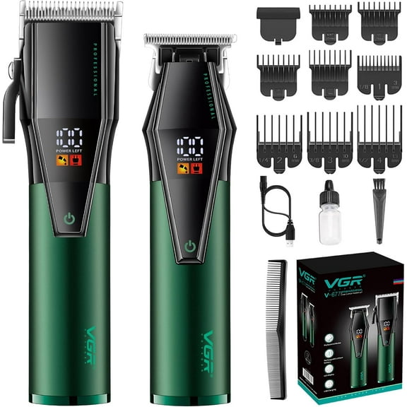VGR Professional Hair Clippers for Men, Barber Clipper and Trimmer Set, Cord/Cordless Hair Cutting Kit with LED Display