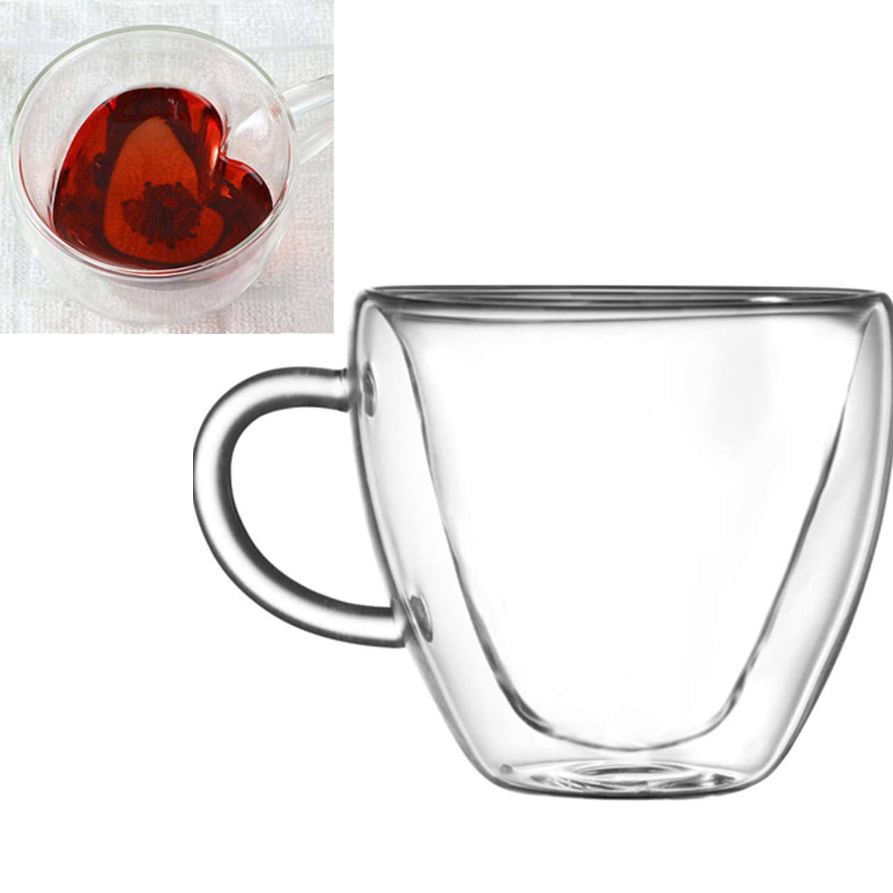 Flat Shape Heat-resistant Clear Glass Wine Coffee Tea Mug Teacup 