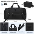 thumbnail image 4 of Bolsa de viaje para gimnasio Dakuly, impermeable, 40 L, con compartimento para zapatos, color negro, 4 of 6