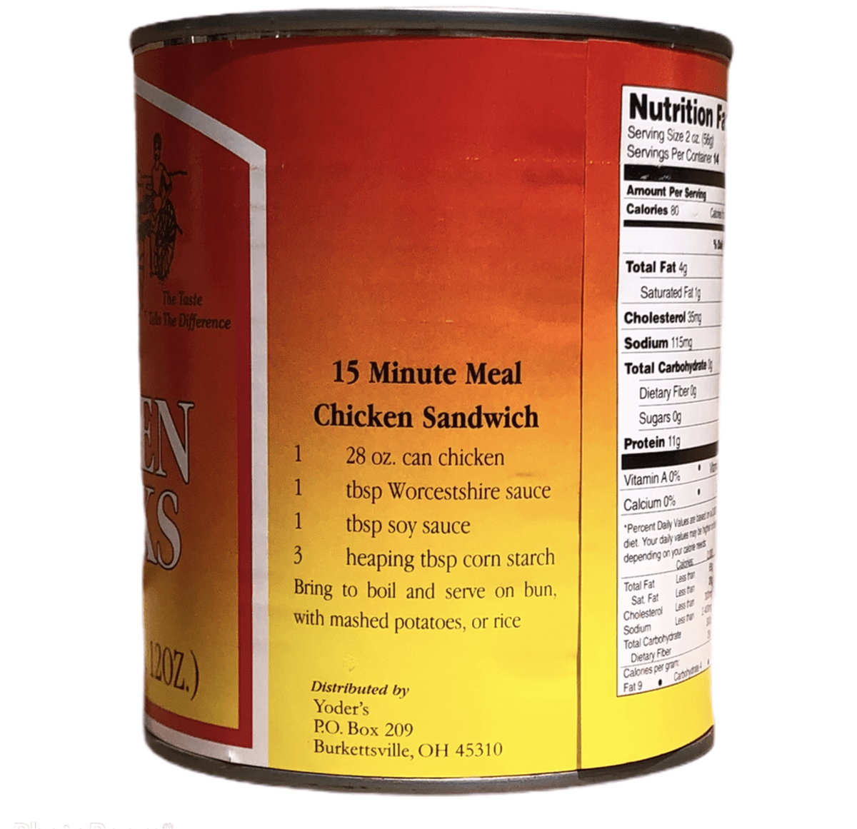 Yoders Canned Long Shelf Life Emergency Survival Food Ration Chicken Chunks with 14 Servings/28oz/Can- 12 Cans
