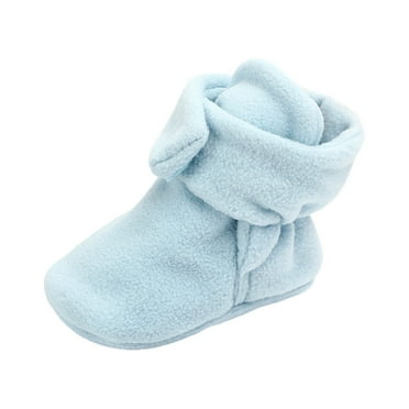 Otqutp Little Kid Solid Color Shoes Toddler Baby Shoes Socks Solid Color Patchwork Knitted Plush Baby Socks Shoes for 0 To 12Months(Blue,0-3Months)