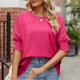 thumbnail image 6 of Hvot&aat Womens Fashion Ruffle 3/4 Sleeve Blouses Comfortable Breathable Round-Neck Tops Casual Basic Business Tees, 6 of 7