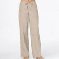 thumbnail image 2 of S-3XL Palazzo Pant for Women Plus Size Cotton Linen Pants Loose Straight Wide Leg Casual Trouser, 2 of 6