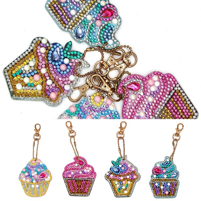 Key Ring, Painting Keychain Small Beautiful Exquisite Practical Adorable For Decorative Pendants For Gift Ice Cream,Cat Head