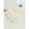 thumbnail image 3 of Newborn Baby Girls Romper Tulle Dress Long Sleeve Lace 3D Flower Bodysuit Jumpsuit Dress One Piece Fall Clothes 0-18M, 3 of 8