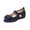 Blue, variant on Women's Mary Jane Flats Bow Pearl Rhinestone Floral Dress Shoes Adjustable Strap Low Wedge Comfort Walking Shoes Ballet Flats Casual Wedding Party Ballerina Flat 9 Wide Gray