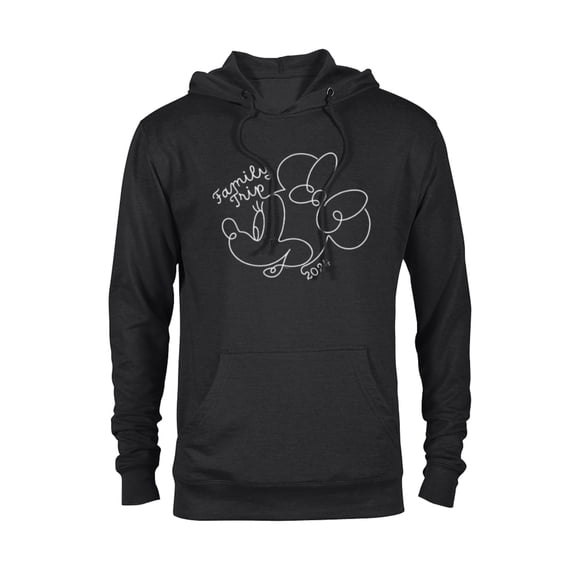 Disney Minnie Mouse Line Drawing Family Trip Vacation 2024 - Pullover Hoodie for Adults - Customized-Black