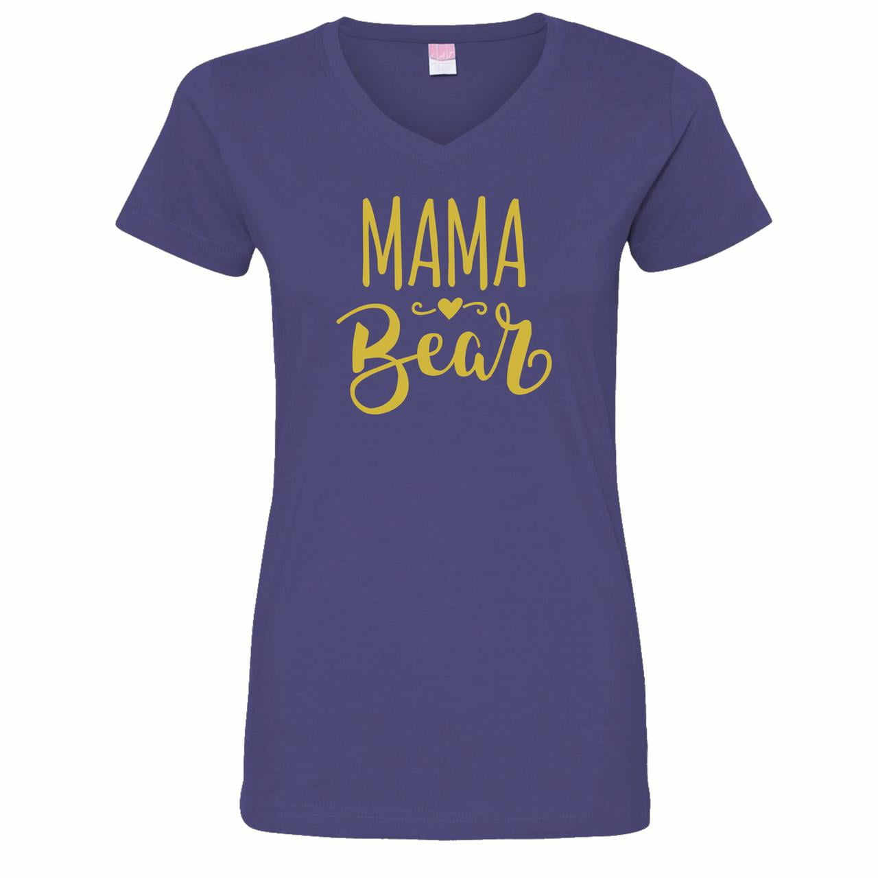 Camiseta deportiva fina vintage negra del día de la madre mamá oso con corazón para mujer cuello Vee - Imagen 13 de 15