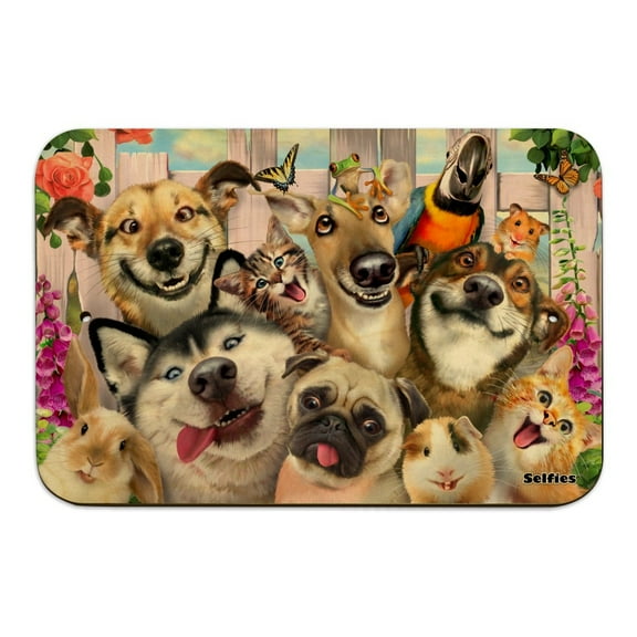 Pet Animals Selfie Dogs Cats Rabbit Hamster Guinea Pig Home Business Office Sign - Wood - 6" x 9" (15.3cm x 22.9cm)