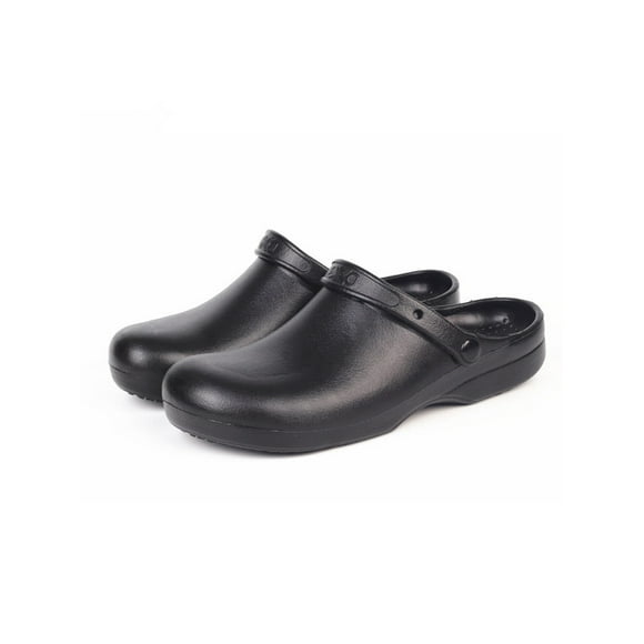 Woobling Man Kitchen Shoes Oilproof Work Shoe Chef Flats Comfort Garden Clogs Office Lightweigt Waterproof Black-2 9(W)/7(M)