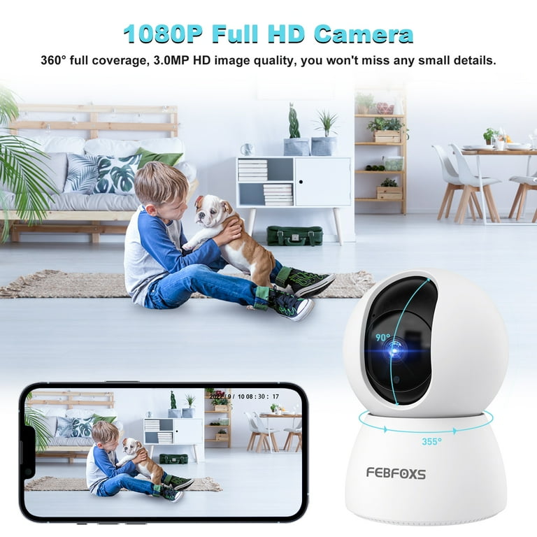 Febfoxs 2K Baby Monitor, WiFi Camera with Audio, Night Vision