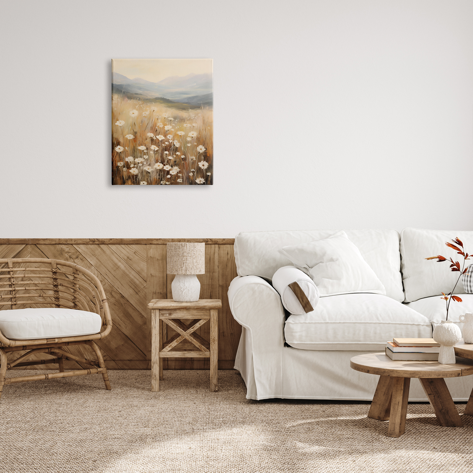 Stupell Industries Mountain Valley Meadow Botanical & Floral Painting Gallery Wrapped Canvas Art Print Wall Art, 24 x 30