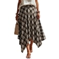 thumbnail image 2 of PBFRDSJ Women's Plaid Maxi Skirts A Line Vintage Trendy Beach Skirts Asymmetrical Hem Daily Going Out Casual Skater, 2 of 7