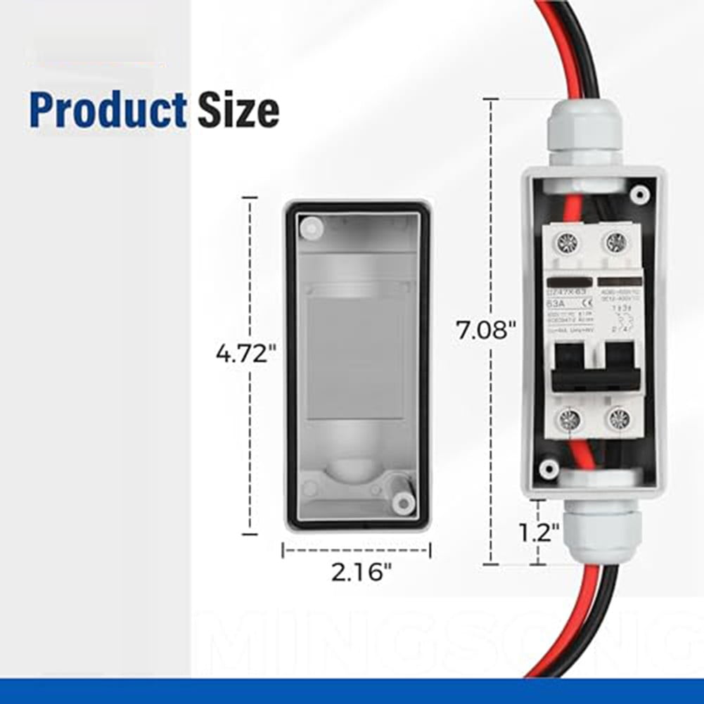 Solar Panels Disconnect Switch DC 400V 2 Poles Outdoor Circuit Breaker Box IP65