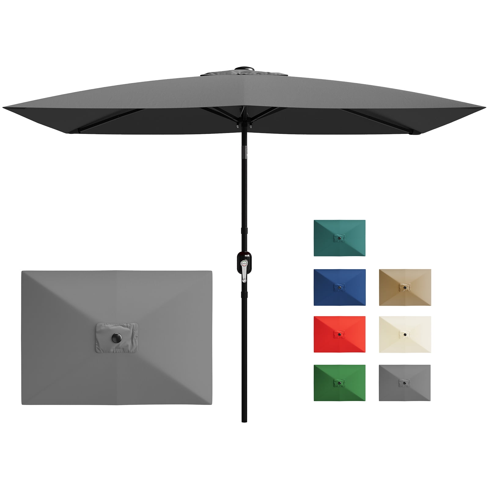 Patio Umbrella, Outdoor Table Umbrella with Crank and Push Button Tilt, Market Umbrella Sun Umbrella with 6 Sturdy Ribs Tilt for Garden, Deck, Lawn, Pool,10' x 6.5'
