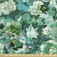 thumbnail image 2 of Ambesonne Floral Fabric by the Yard Upholstery, Roses Botanical Watercolor, 2 Yards, Olive Green and Dark Teal, 2 of 5