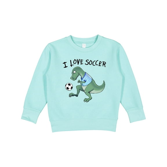 Inktastic I Love Soccer-dinosaur in Blue Toddler Sweatshirt