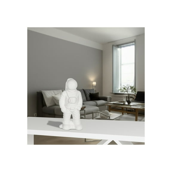 Modern Astronaut Figurine - White Ceramic Stoneware Space Decor for Home, Office, Bedroom & Living Room - Contemporary Minimalist Desktop Accent Statue - 12" White