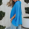 thumbnail image 3 of Camiseta holgada de verano para mujer de media manga en azul lago con cuello alto - XXL, 3 of 6