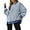 Navy, variant on Women's Fall Oversized Sweatshirt Casual Waffle Knit Long Sleeve Crewneck Split Pullover Tunic Tops