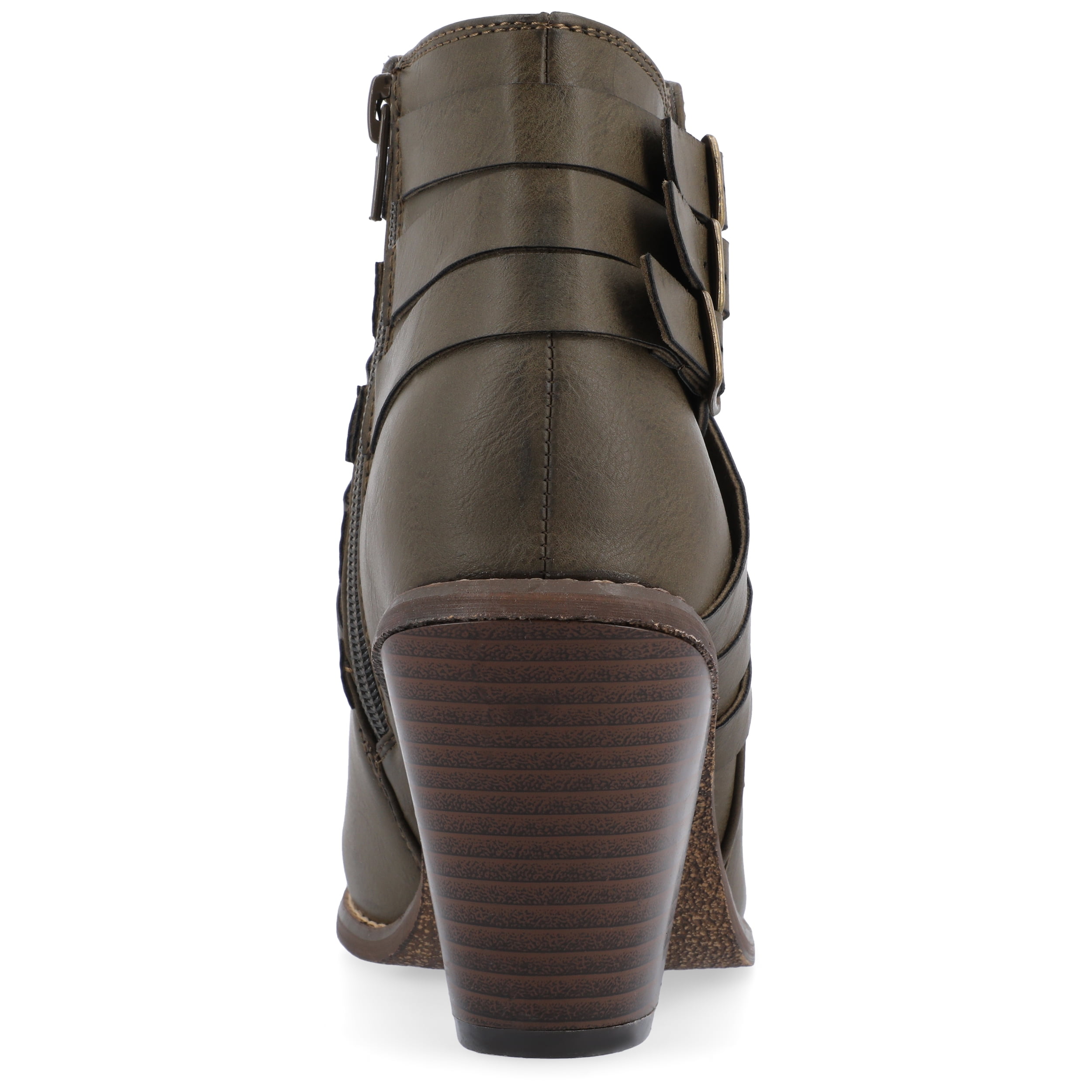 Journee Womens Strap Inside Zip Stacked Heel Booties, Widths Available