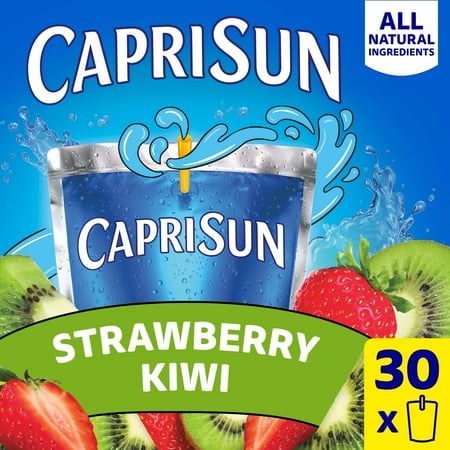Capri Sun Flavored Juice Drink Blend from Concentrate with Other Natural Flavor Juice Drink Blend, 30 Pouches, for Strawberry Kiwi, All Natural Ingredients, 6 fl oz