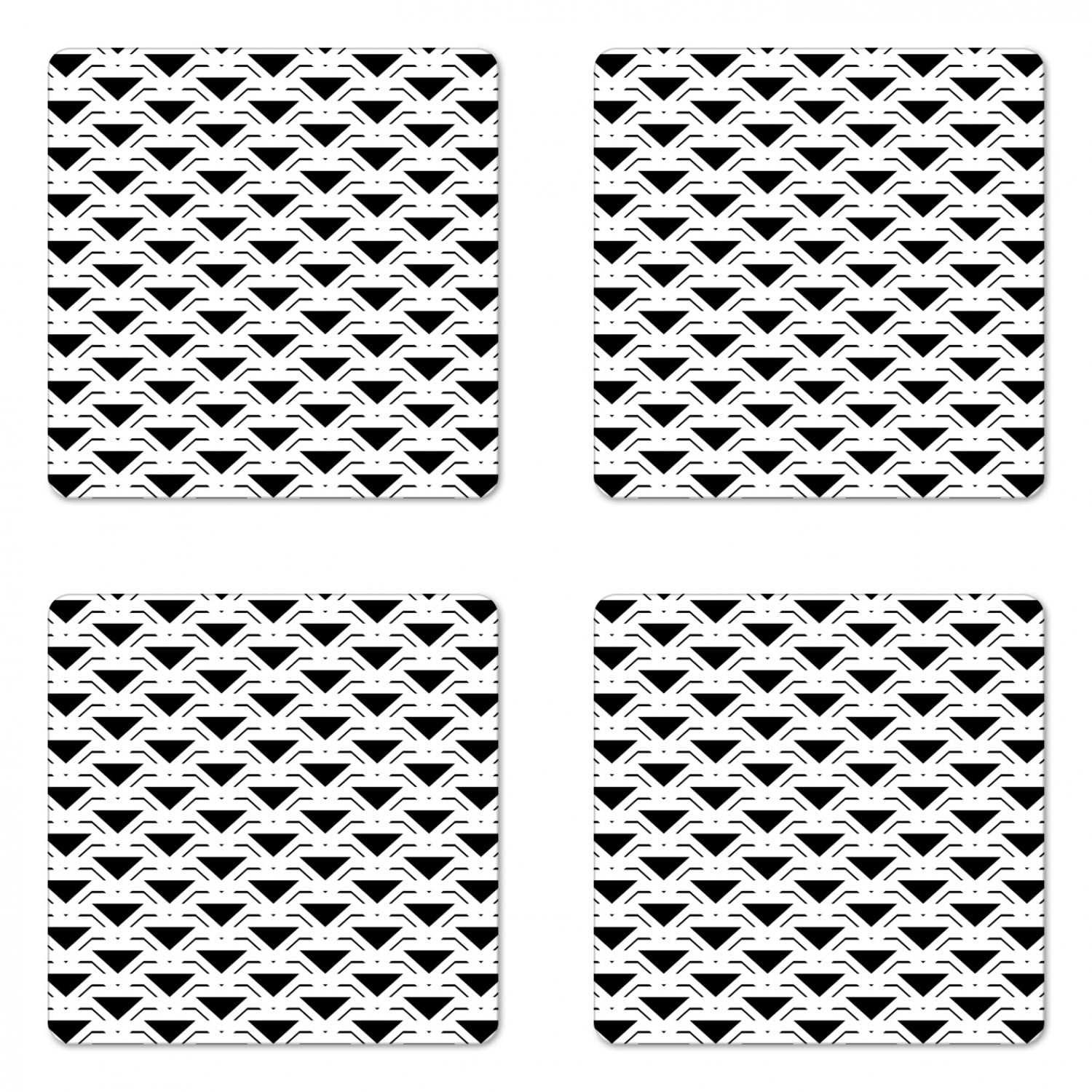 Geometric Coaster Set of 4, Abstract Triangles Modern Symmetry Layout