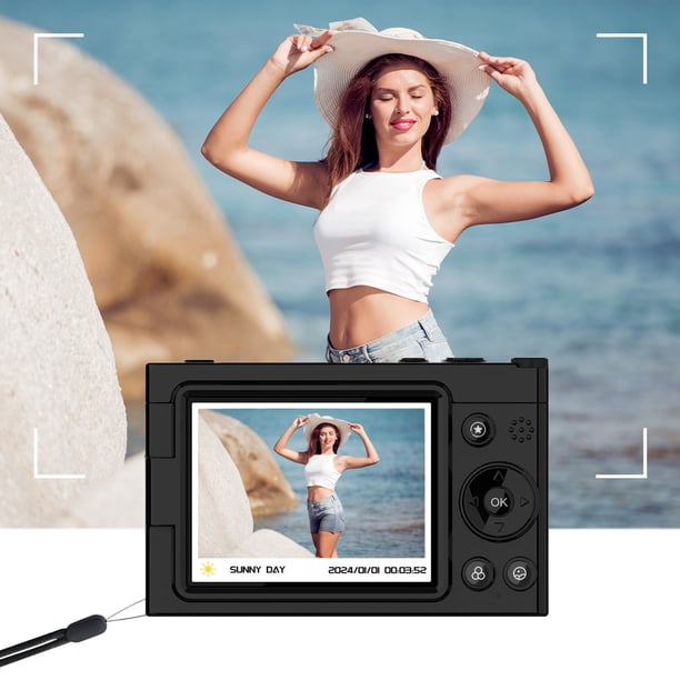 Cámara digital FHD de 64 MP con WiFi. Pantalla de 83 pulgadas. Toma fotos y videos. Videocámara de viaje 28X. Admite la transferencia de fotos a cámaras digitales de teléfonos móviles.