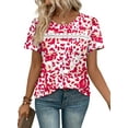 thumbnail image 3 of Ronuti Plus Size Tops for Women Tunic Floral Casual Short Sleeves T Shirts Flowy Blouses, 3 of 11