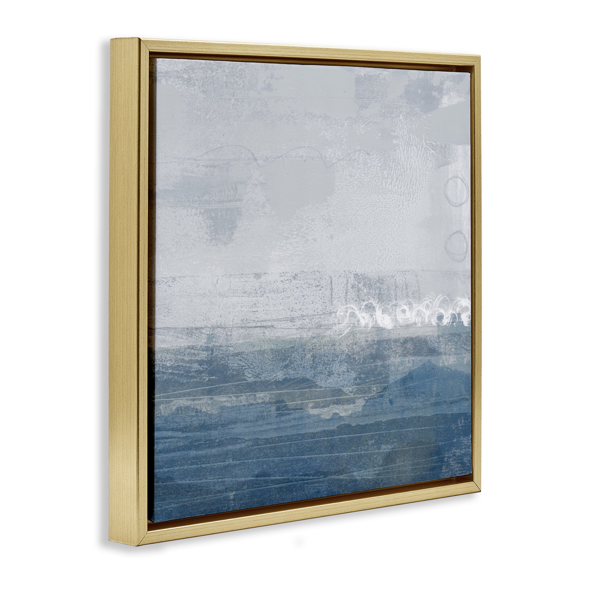 Stupell Industries Ocean Tide Abstract Gold Framed Floater Canvas Wall Art, design by Dan Meneely