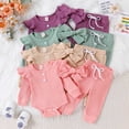 thumbnail image 5 of Baby Girl Clothes Newborn Romper Long Sleeve Infant Toddler Outfits 3Pcs Ruffle Tops + Pants + Headband 0-24 Months, 5 of 6