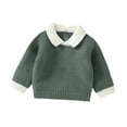 thumbnail image 2 of WRKEKC Kids Sweater Girls Boys Collar Solid Color Soft Knit Long Sleeve Thickened Pullover with Contrast for 0-9 Months Fall Winter, 2 of 3