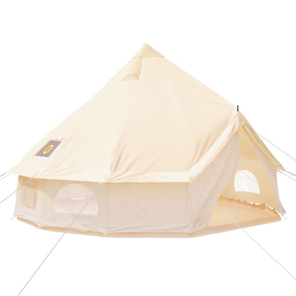 VEVOR Tente Yourte 9,84 Pieds / 3 M, Tente Cloche en Toile de Coton avec Veste de Poêle Murale Tente de Glamping Tente Cloche Étanche pour Camping Familial Chasse en Plein Air en 4 Saisons