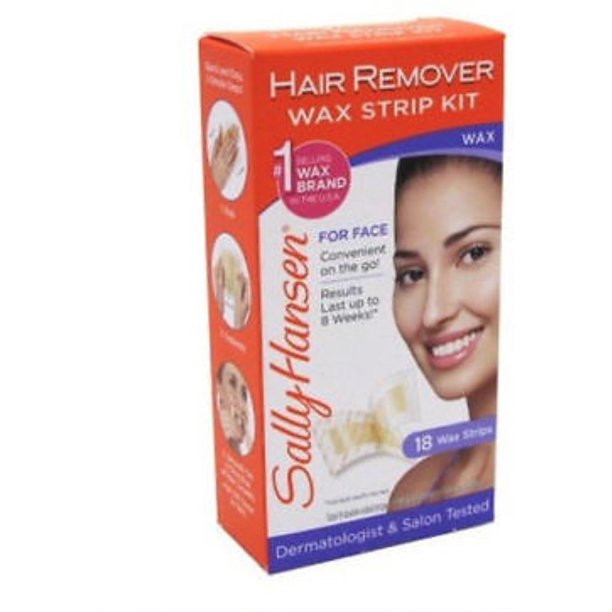 Sally Hansen Hair Remover Wax Strip Kit for Face 18 ea (Pack of 2