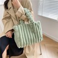 thumbnail image 1 of Bolsa Bolso de viaje informal para mujer, bolso de compras suave y esponjoso, bolso de invierno para niñas (verde medio), 1 of 8