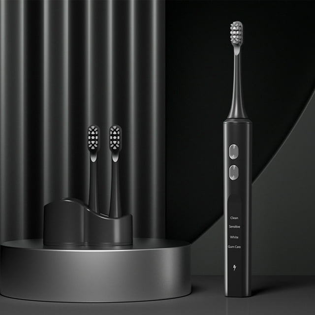 Fiudx Cepillo de Dientes Inalámbrico Usb, 48.000 Pasadas Por Minuto, 4 Modos Inteligentes, Resistente Al Agua Ipx7, Base de Carga Usb, 2 Cabezales, Ideal para Aparatos Dentales E Implantes, Tamaño 24