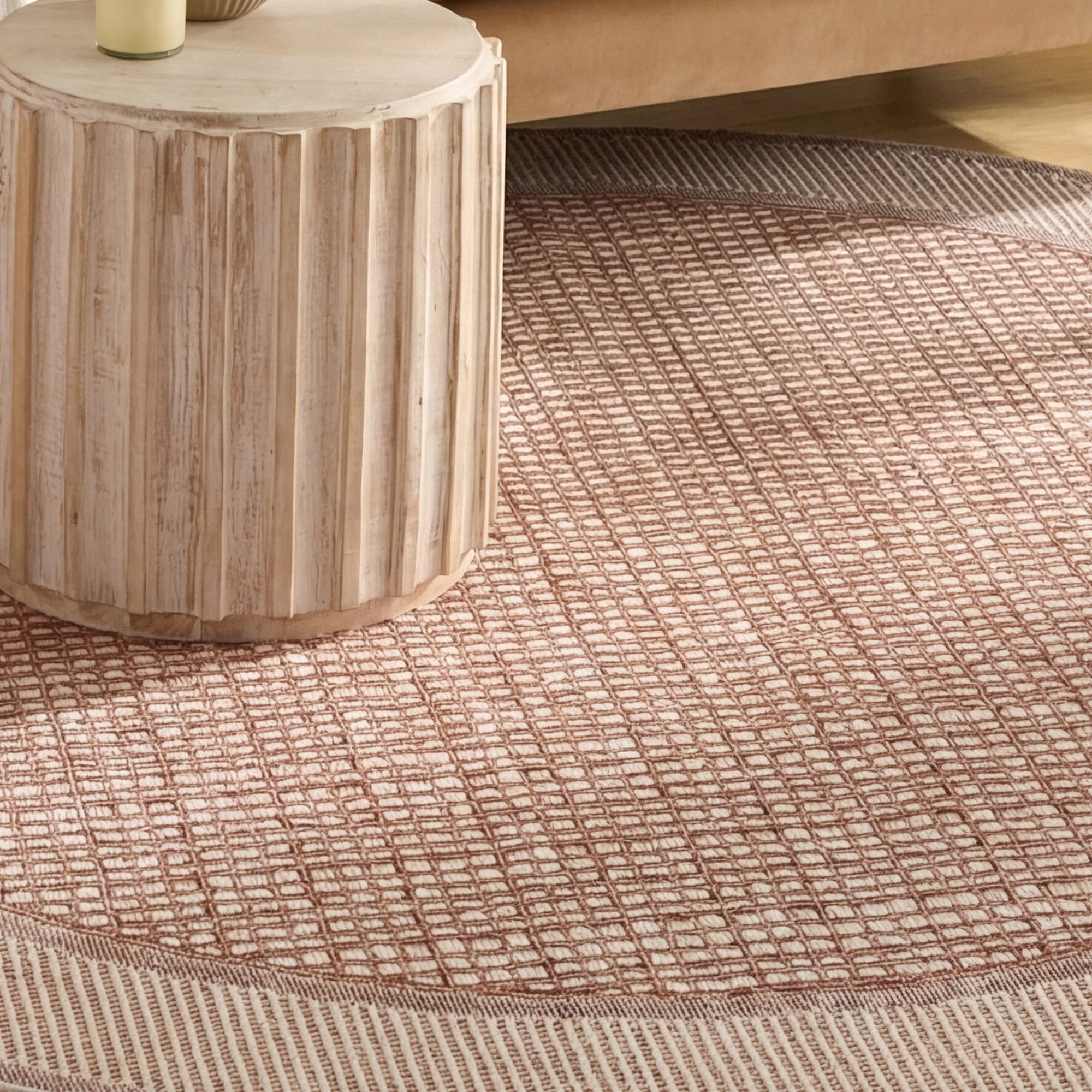 Nourison Nordic 8' x Round Brick Ivory Modern Indoor Rug