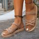 thumbnail image 2 of Bmisegm Women Sandals Fashionable New Pattern Color Block Simple Open Toe Breathable Flat Bottom Lightweight and Comfortable Summer Beach Shoes Sandals Women Summer Beige 8.5, 2 of 9
