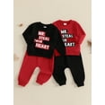 thumbnail image 3 of Baby Toddler Kids Boys 2-piece Valentine’s Day Clothing Set, 6 12 18 24 Months 2T 3T 4T Long Sleeve Letters Print Sweatshirt with Sweatpants Outfit, 3 of 9