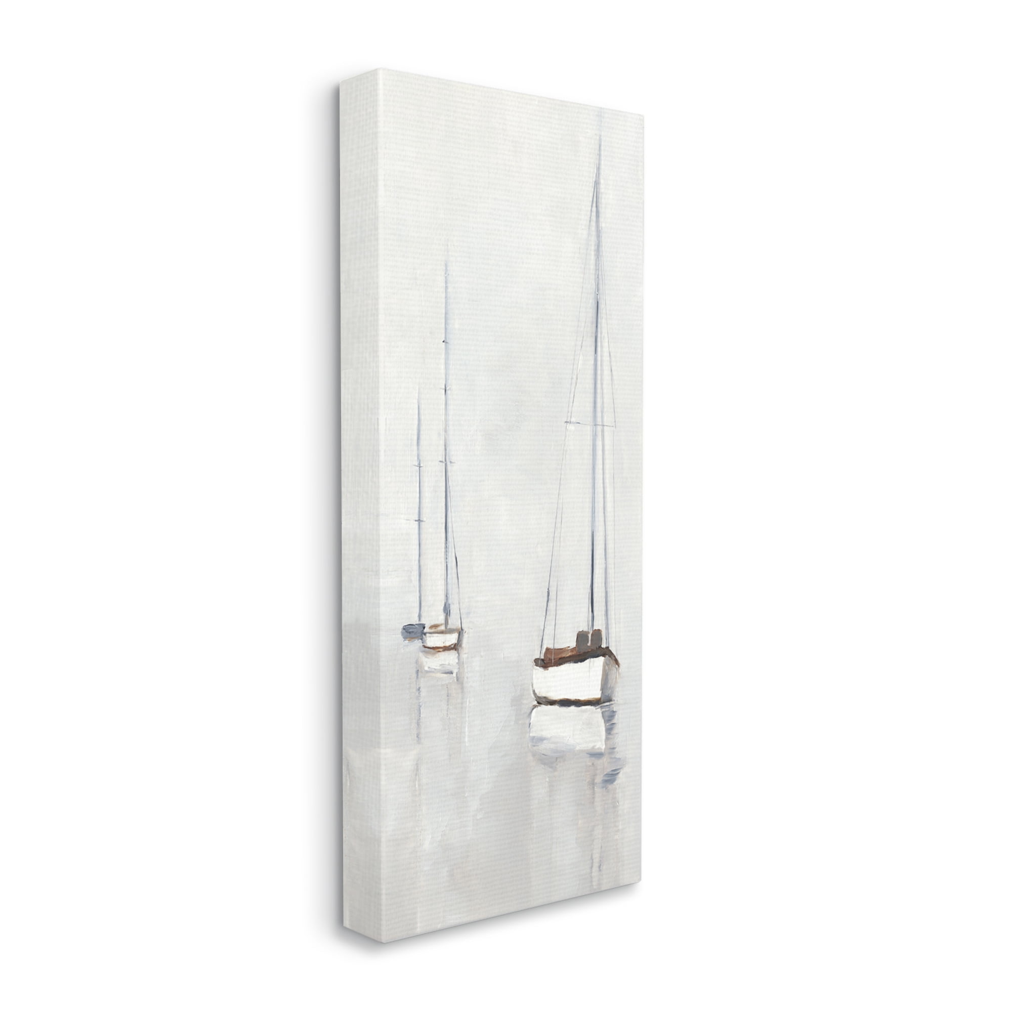 Stupell Industries Muted Sailboats Painting Transportation Painting Gallery Wrapped Canvas Print Wall Art, 10 x 24