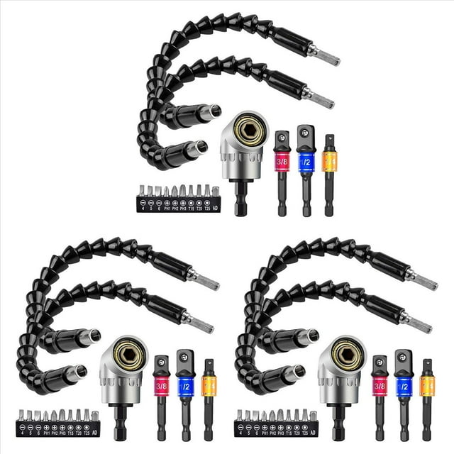 3Conjunto Vástago Hexagonal de ExtensióN de Taladro Flexible Juego de Brocas de Tuerca Juego de Adaptadores de Enchufe Universal de 9 Piezas, Juego de Puntas de Destornillador