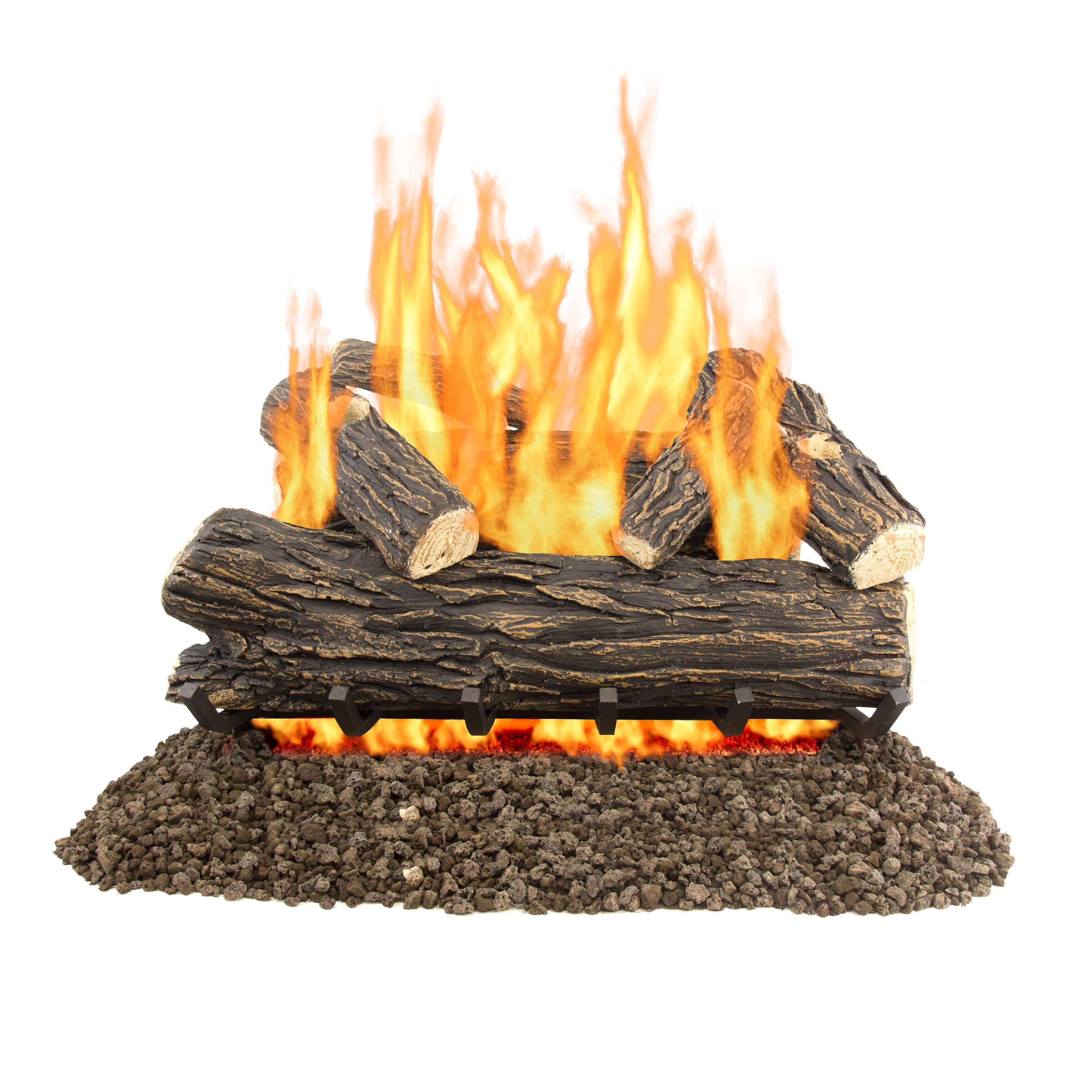 24 In Split Oak Vented Natural Gas Log Set Dual Burner Chimney Fireplace Fire 