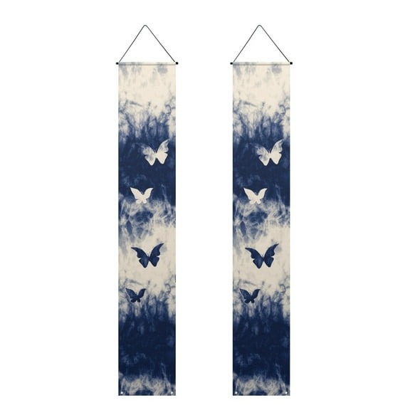 SEANATIVE Butterfly Porch Flags 2 Piece Hanging Banners Porch Banners Flags 70.9 x 12.6 Inch Door Banners Hanging Banner for Garden Home Yard Decor Party Supplies