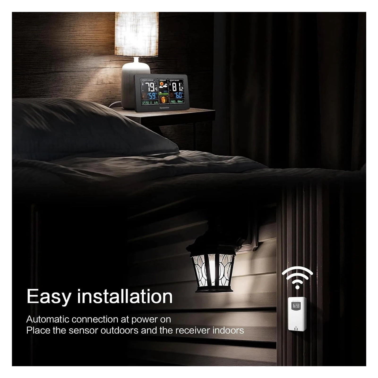 Wireless Weather Station with Large Color Screen, Digital Wall Mounted Clock