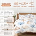 thumbnail image 6 of Coastal Ocean Duvet Cover Set Queen Size, Blue Yellow Shell Coral Starfish Marine Life 4 Piece Soft Microfiber Bedding Set with 1 Duvet Cover, 1 Flat Sheet, 2 Pillowcases, 6 of 9